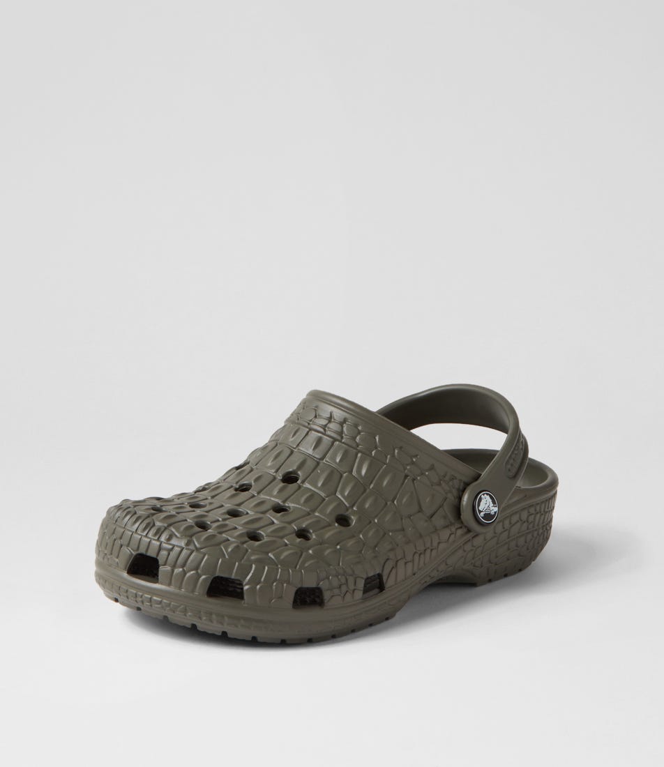 Classic Crocskin W Dusty Olive Croslite Flat Shoes by Crocs Shop Online at Styletread