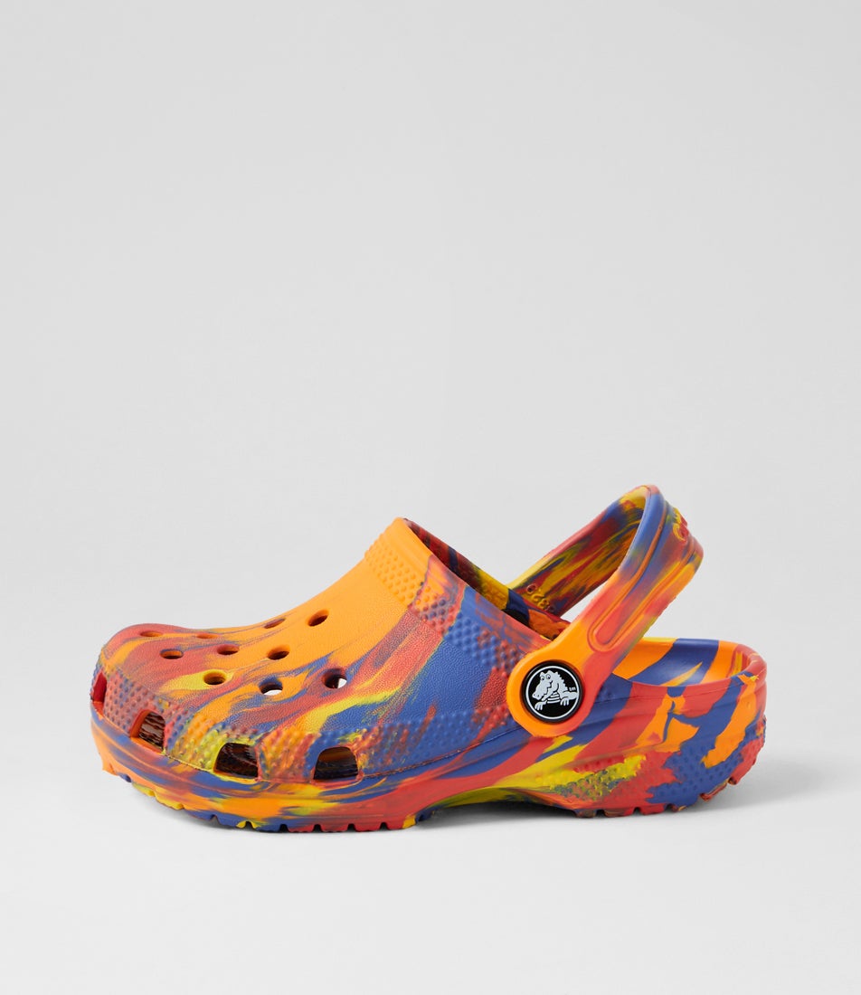 Classic Marbled Toddler Orange Zing Multi Croslite Sandals