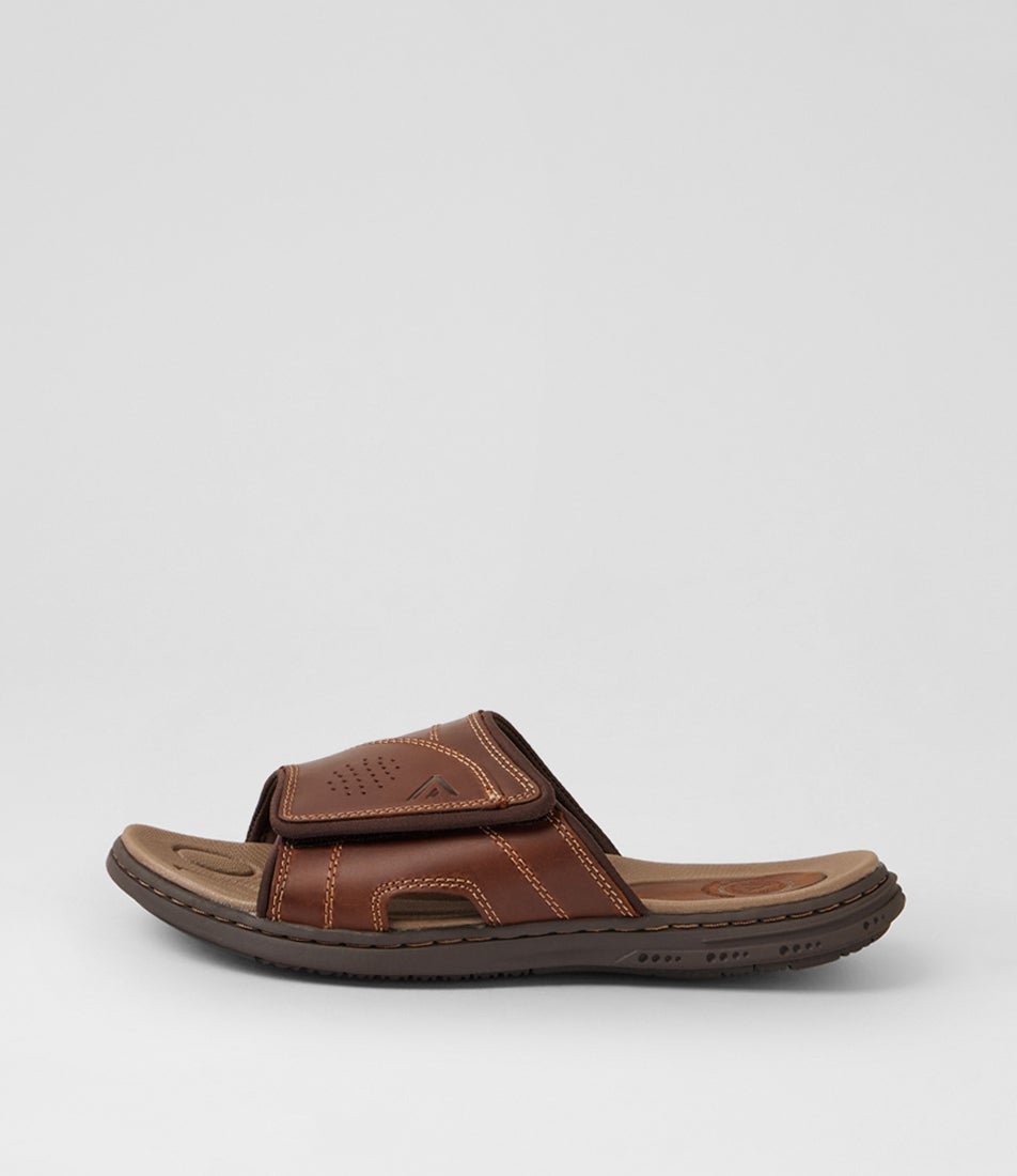 Duke Dark Brown Crazyhorse Leather Slides Duke Dark Brown Crazyhorse Leather Slides