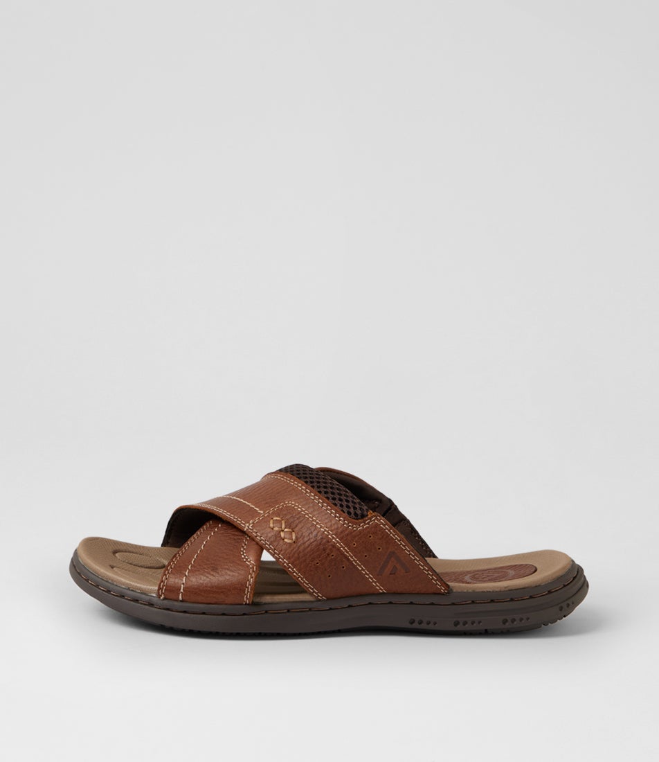 Dunk Dark Brown Tumble Leather Slides Dunk Dark Brown Tumble Leather Slides