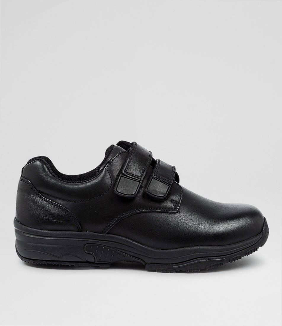 Hybrid Junior E Velcro Black Leather Flat Shoes