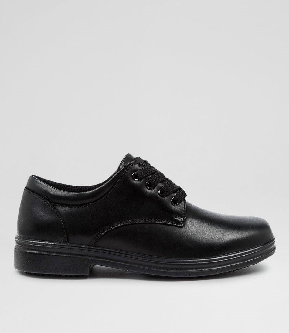 Solar Senior Black Leather Lace Up Shoes