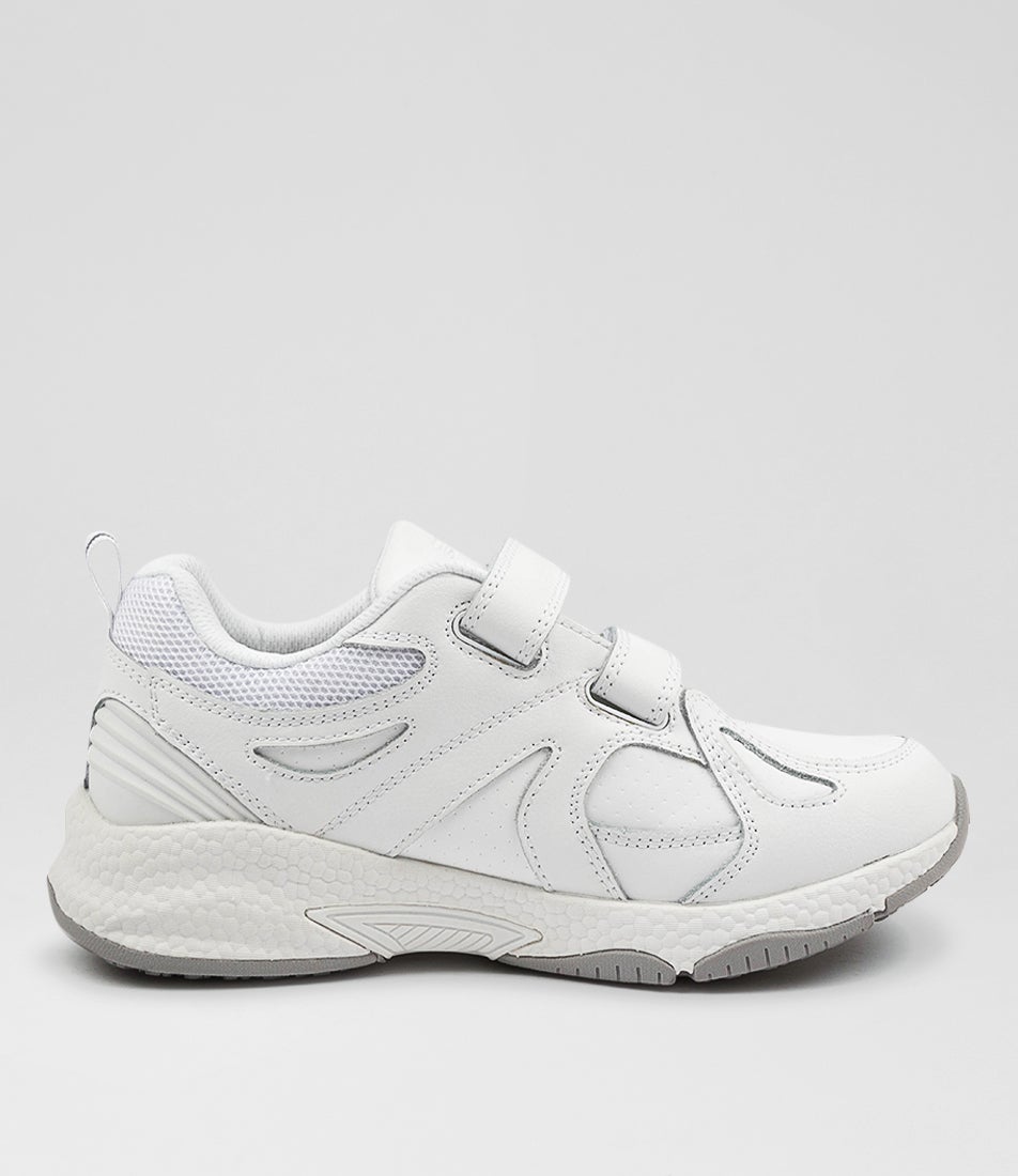 Tempo Junior Adjustable White Leather Sneakers
