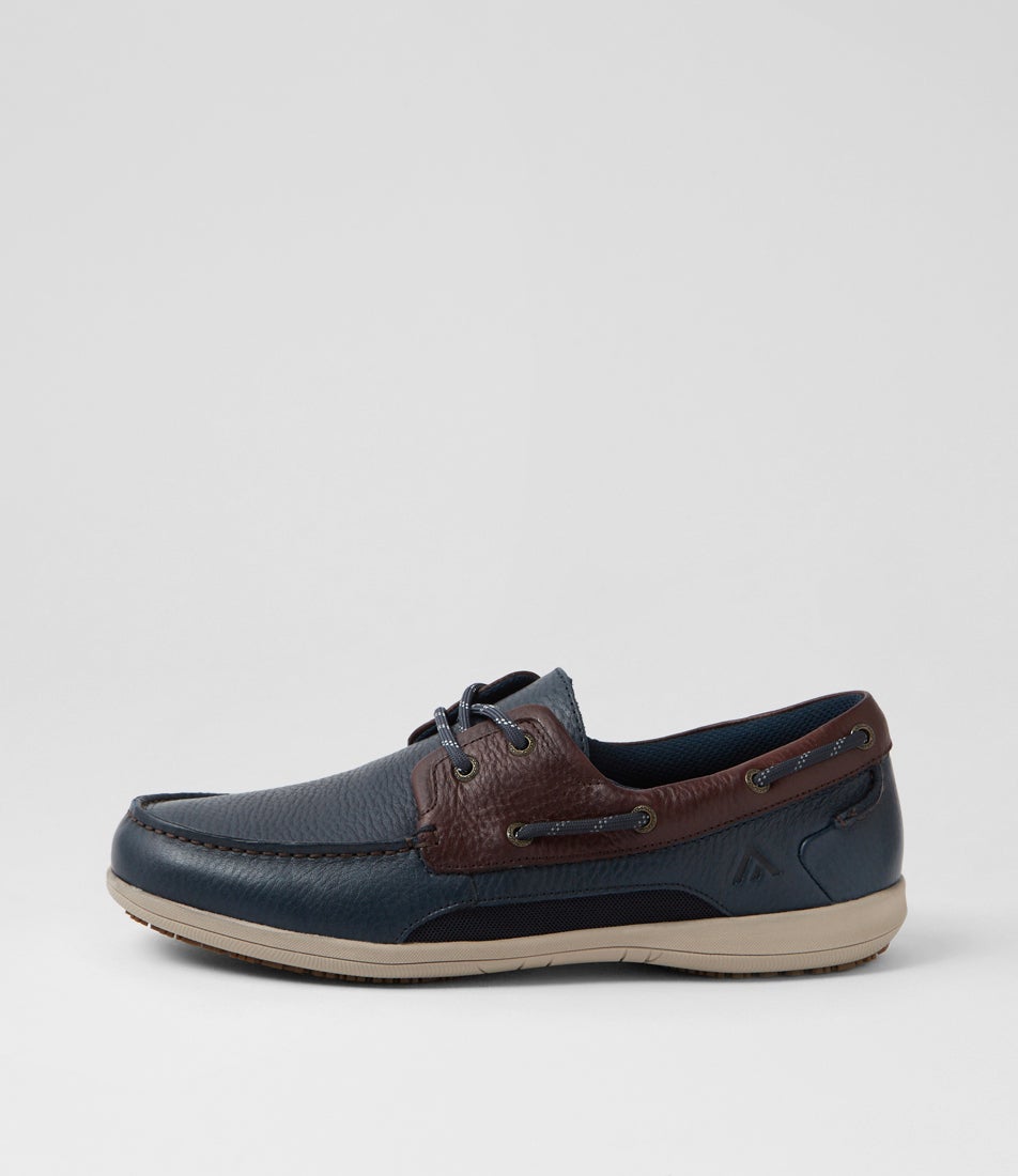 Askit Navy Brown Leather Boat Shoes Askit Navy Brown Leather Boat Shoes
