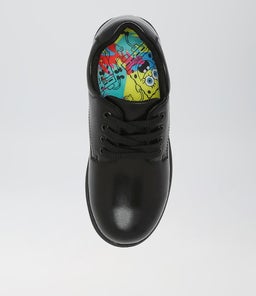 DAZE JNR E LACE SB CF BLACK LEATHER