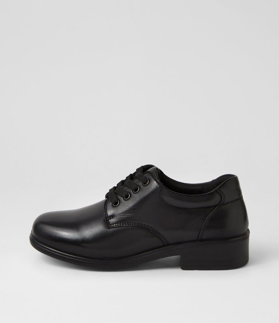 Memo Junior E Black Leather Lace Up Flats Memo Junior E Black Leather Lace Up Flats