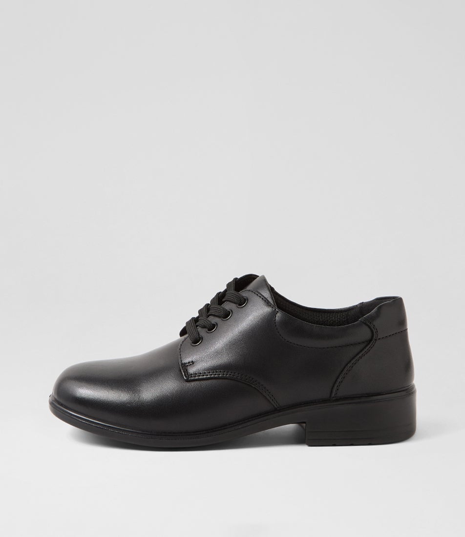 Memo Junior E Black Print Leather Lace Up Flats Memo Junior E Black Print Leather Lace Up Flats