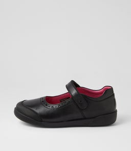 KAYLA JNR E CF BLACK LEATHER