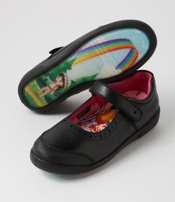 KAYLA JNR E CF BLACK LEATHER