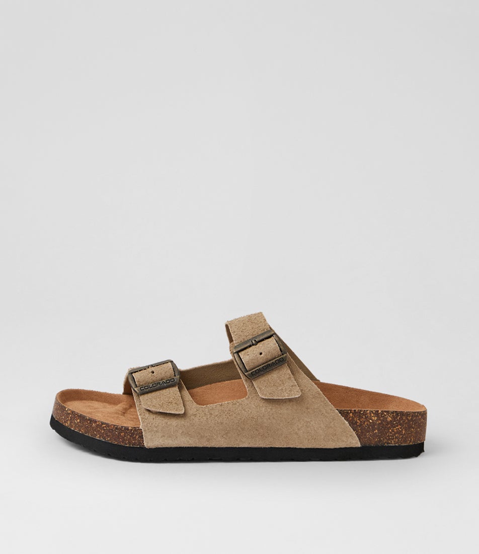 Farrah Taupe Suede Slides Farrah Taupe Suede Slides
