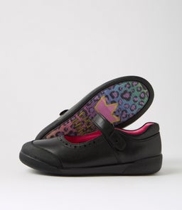 KIARA JNR E CF BLACK LEATHER