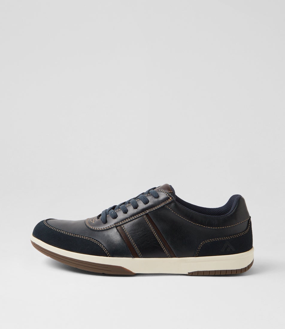 Via Navy Pull Up Leather Sneakers