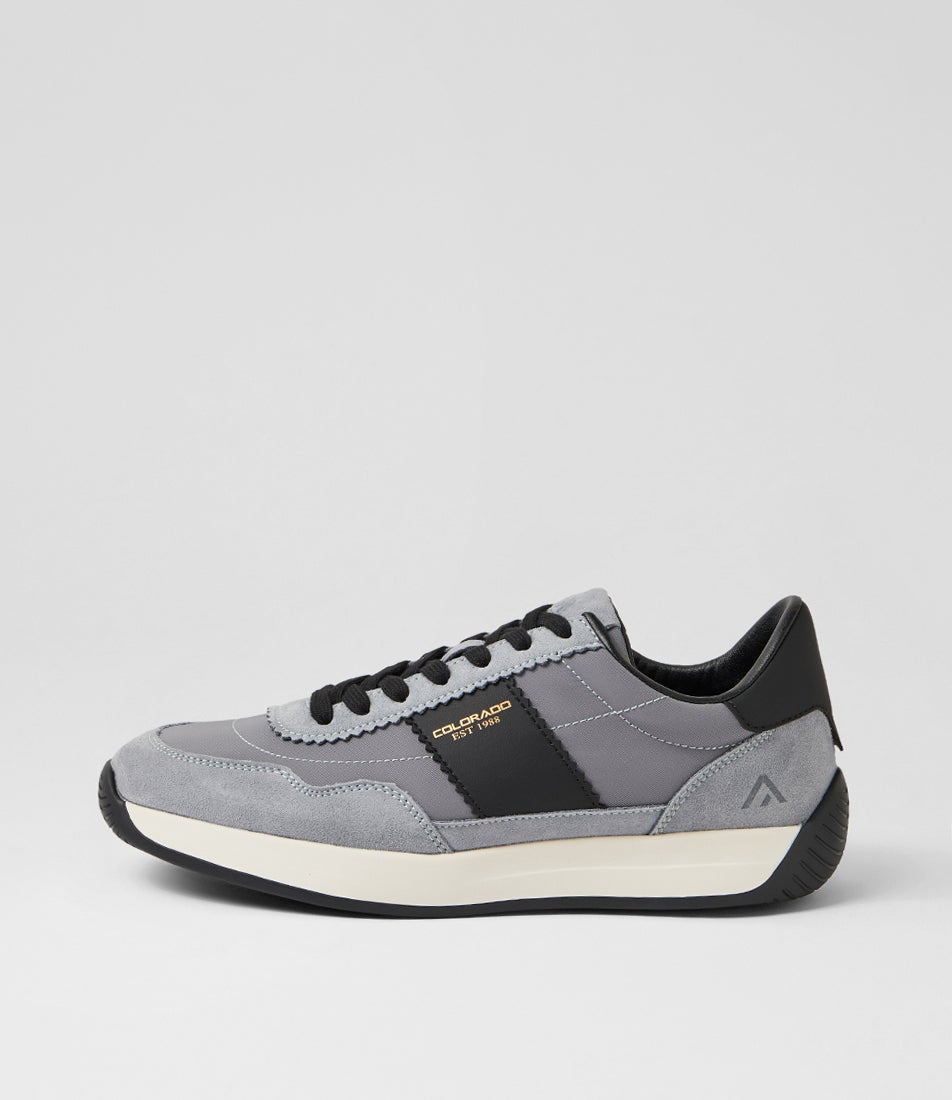 Larny Light Grey Black Suede Nylon Lace Up Sneakers Larny Light Grey Black Suede Nylon Lace Up Sneakers