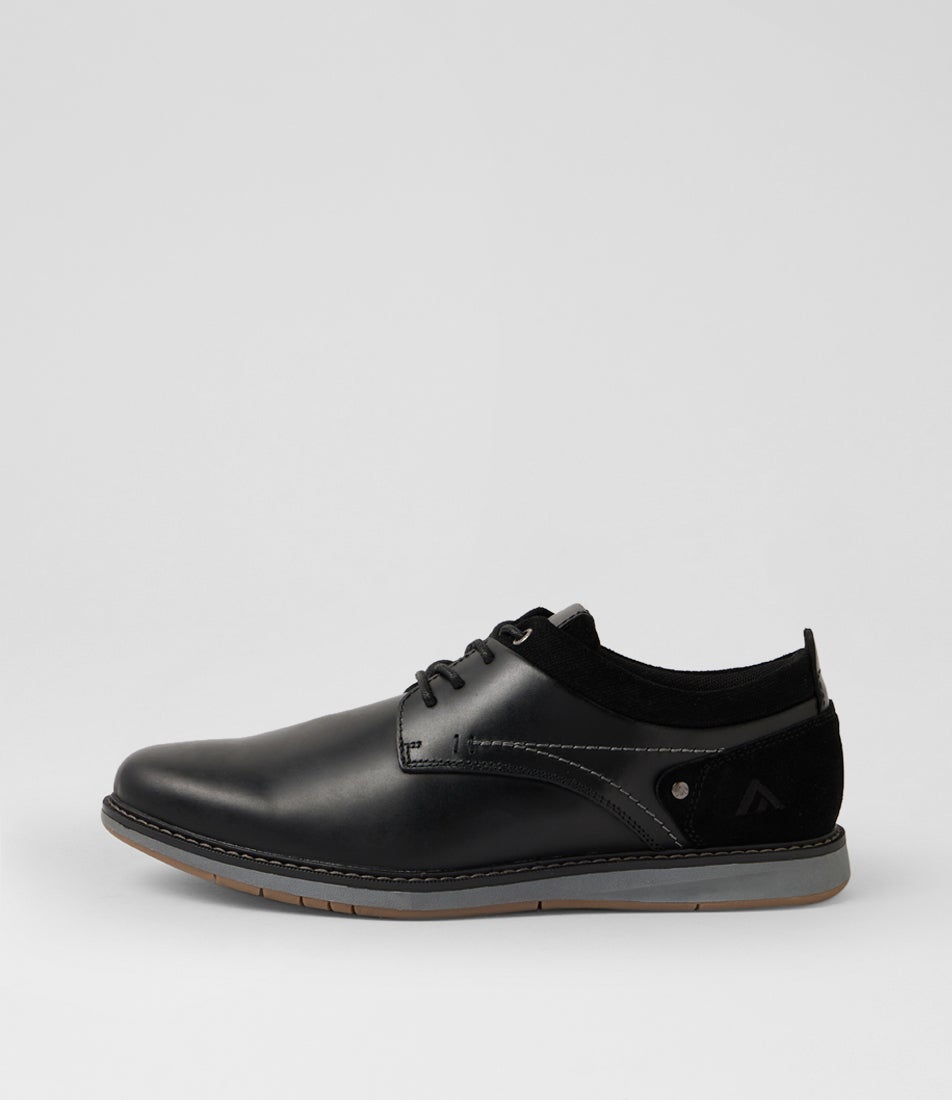 Shaggy Black Leather Lace Up Flats