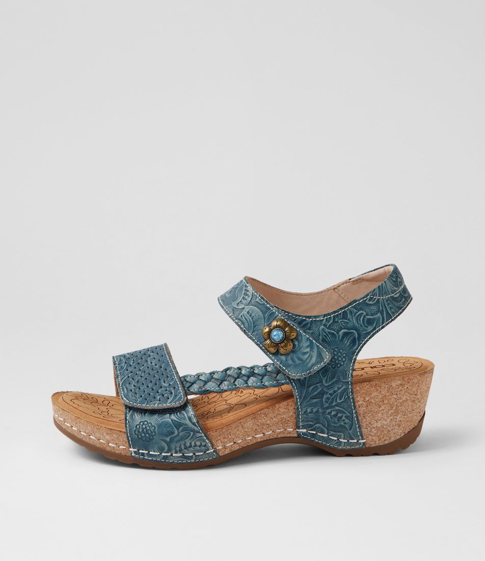 Jade Navy Leather Sandals