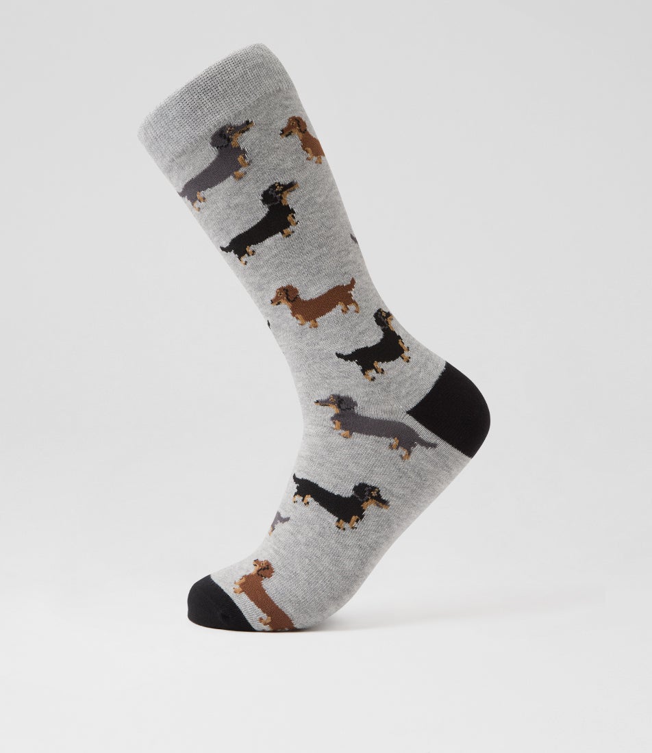Daschund Grey Multi Cotton Socks Daschund Grey Multi Cotton Socks
