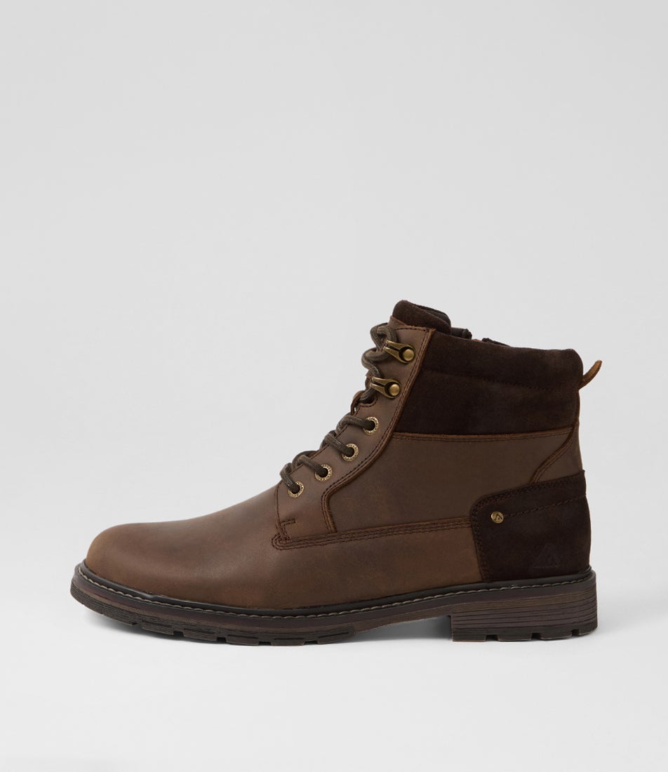 Crown Dark Brown Leather Lace Up Boots