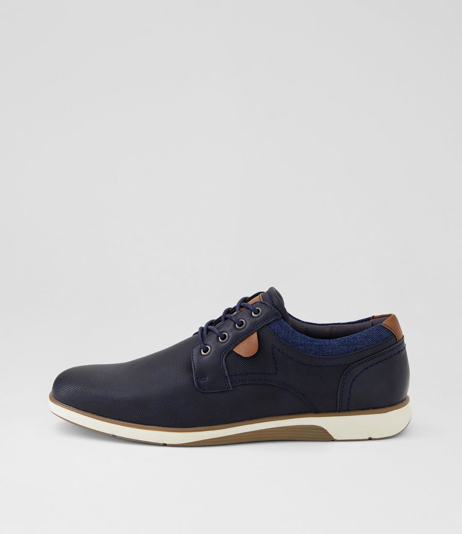 Delve Navy Lace Up Flats