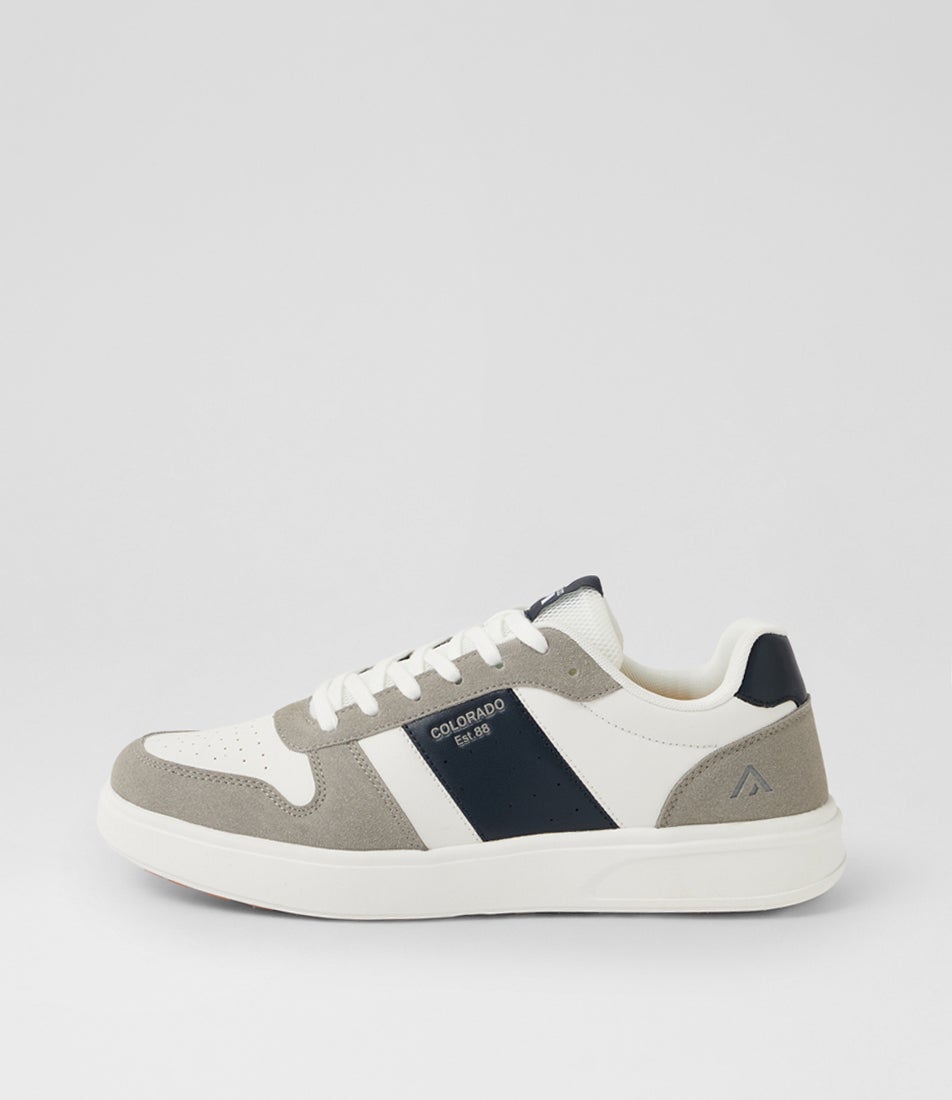 Monte Grey White Navy Lace Up Sneakers