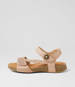 Petras Blush Embossed Leather Strappy Sandals Petras Blush Embossed Leather Strappy Sandals