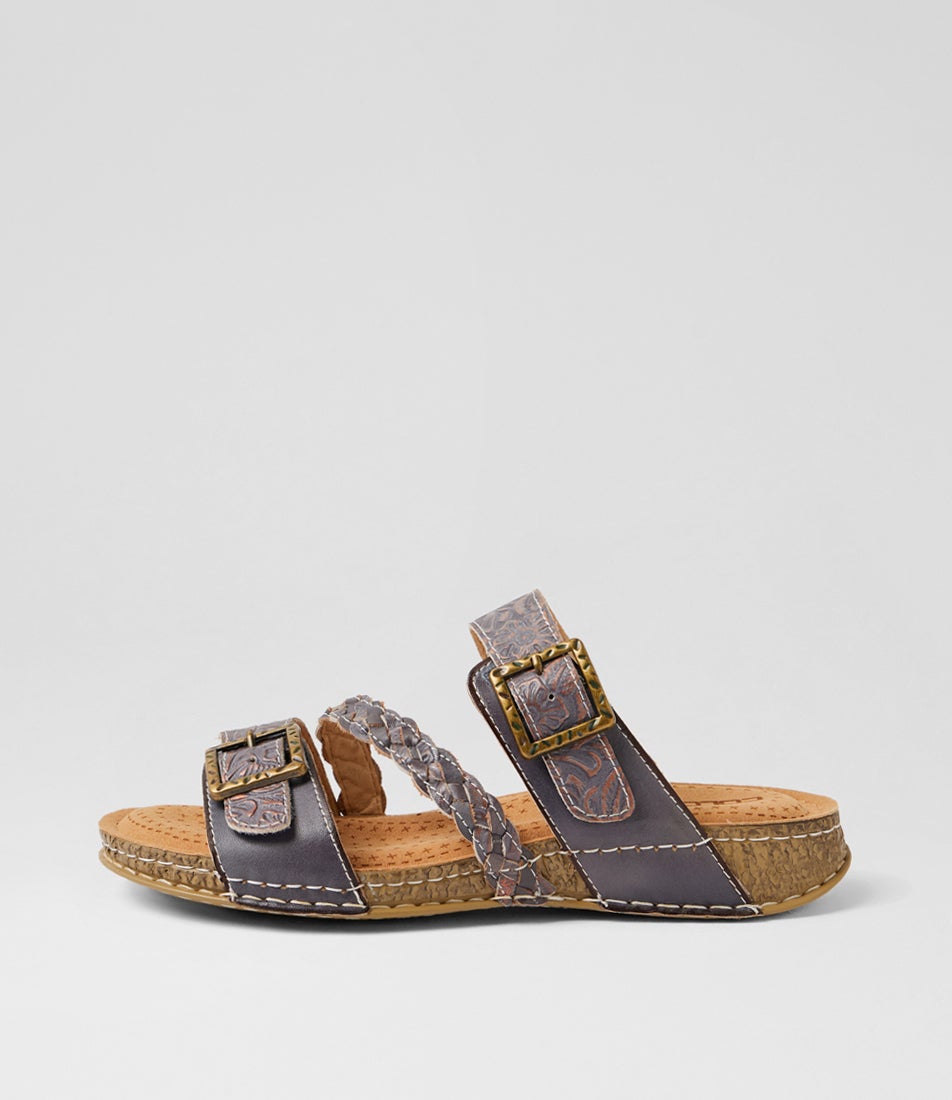 Prena Bronze Multi Leather Slides