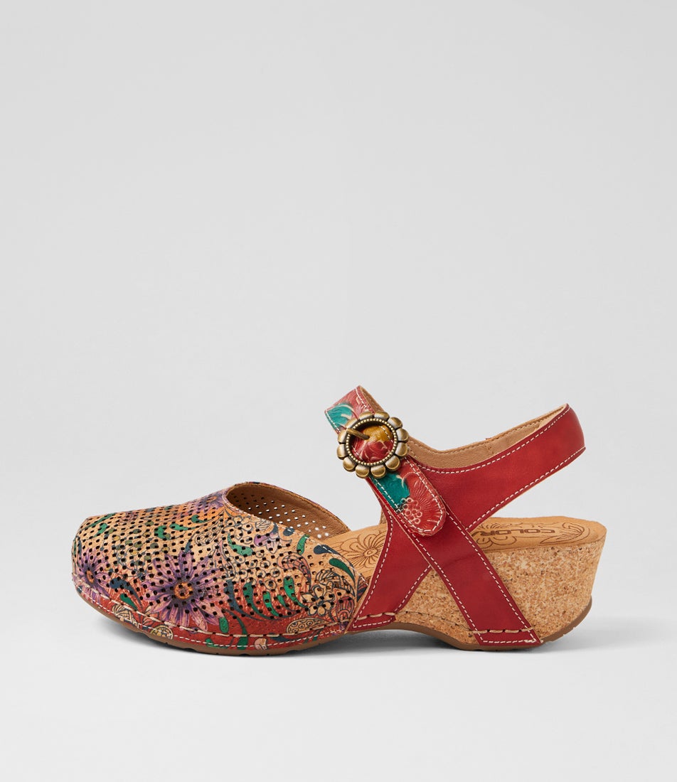 Joice Red Floral Multi Mary Jane Heels Joice Red Floral Multi Mary Jane Heels
