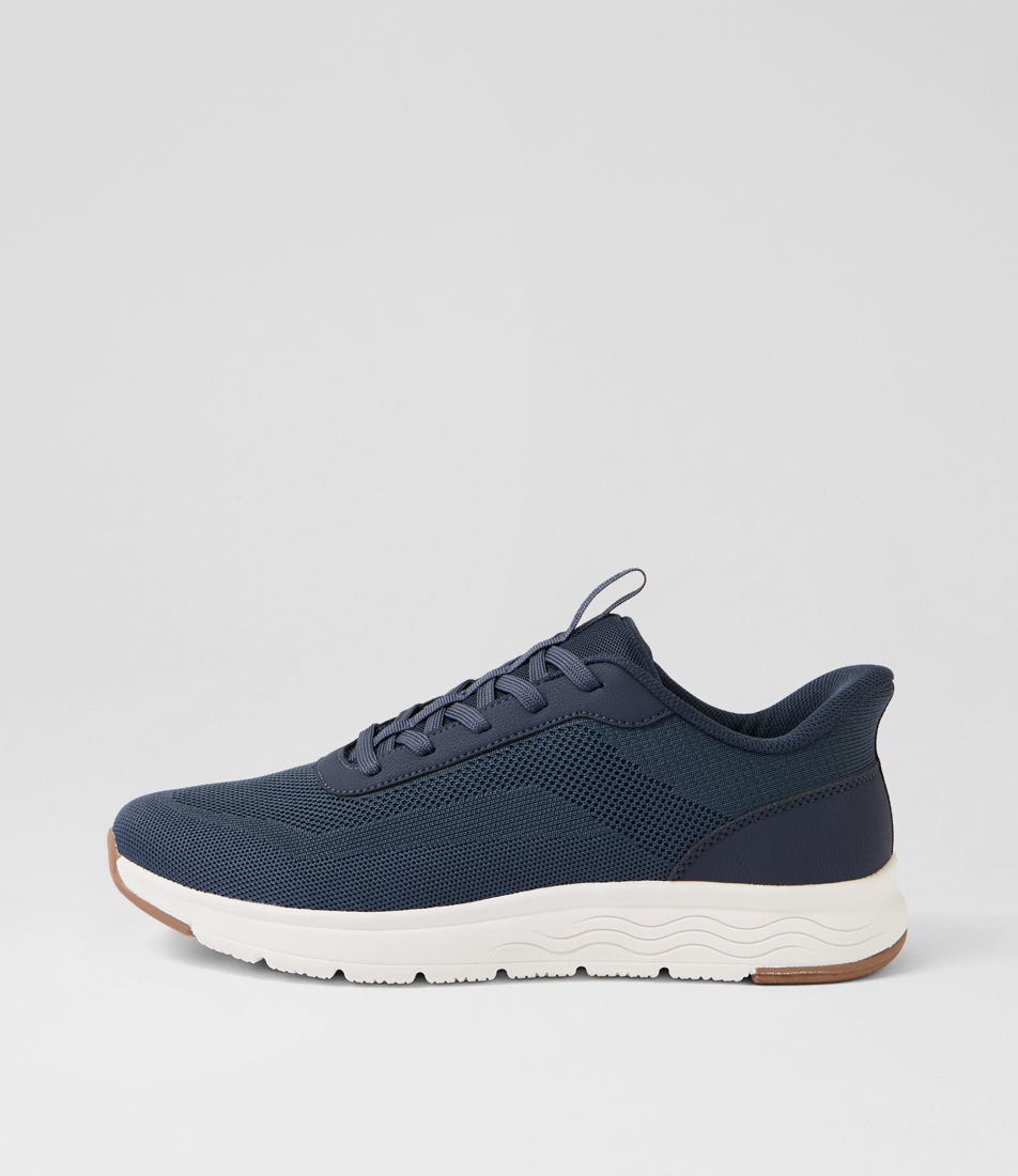 Wamrum Navy Knit Lace Up Sneakers