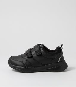 HUSTLE JNR ADJ E CK BLACK LEATHER