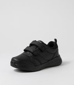 HUSTLE JNR ADJ E CK BLACK LEATHER