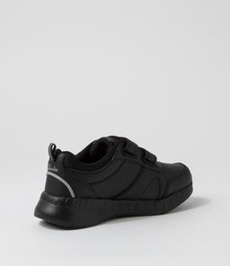 HUSTLE JNR ADJ E CK BLACK LEATHER