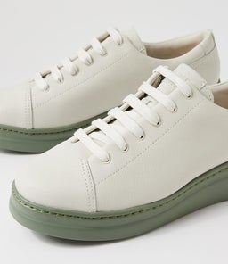 K200645 RUNNER UP CM WHITE OLIVE LEATHER