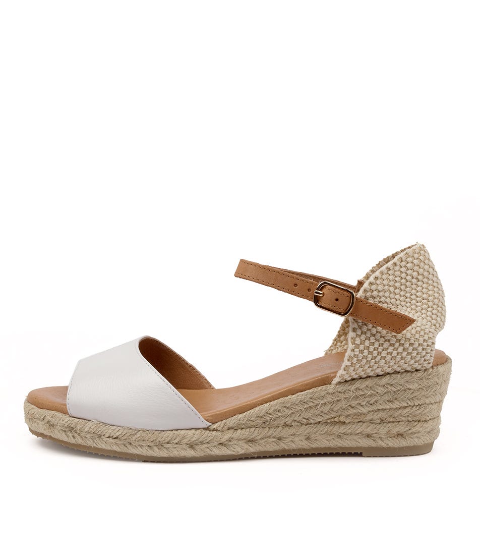 Buy Diana Ferrari Rudra Df White Tan Heeled Sandals online with free shipping
