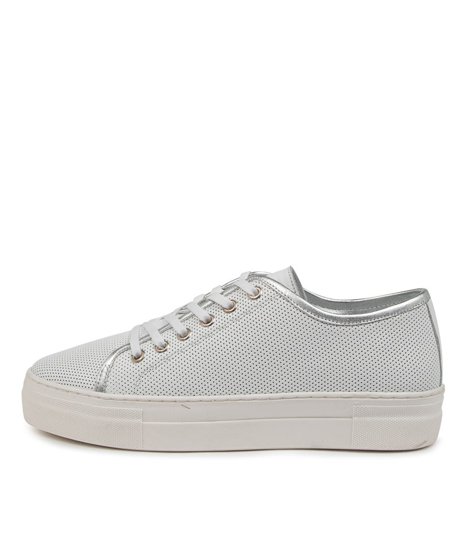 Buy Diana Ferrari Johannsa Df White Silver Sneakers online with free shipping