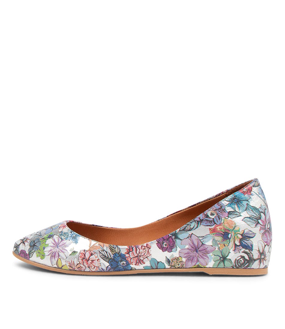 Ulynna Silver Floral Leather Ballet 