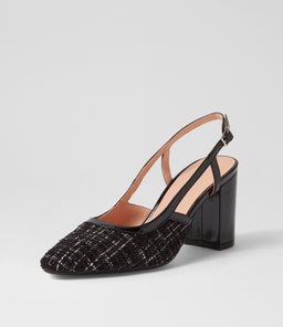 SHADIE DF BLACK TWEED BLACK FABRIC PATENT