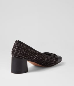 CHILE DF BLACK BLACK TWEED LEATHER FABRIC