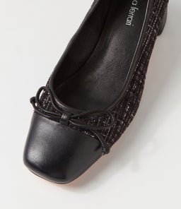 CHILE DF BLACK BLACK TWEED LEATHER FABRIC