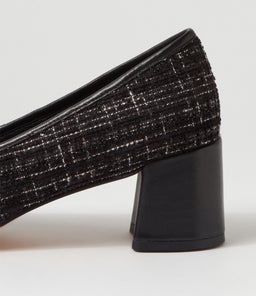 CHILE DF BLACK BLACK TWEED LEATHER FABRIC