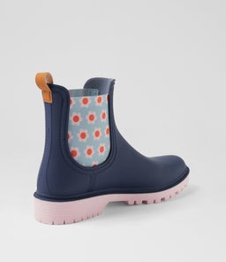 LAURINA2 DF MIDNIGHT BLUE FLORAL GUMBOOT