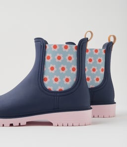 LAURINA2 DF MIDNIGHT BLUE FLORAL GUMBOOT