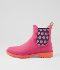LAURINA2 DF BRIGHT PINK FLORAL GUMBOOT