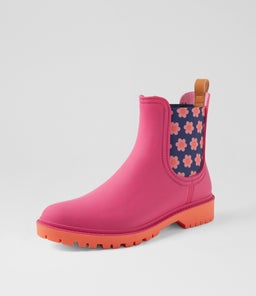 LAURINA2 DF BRIGHT PINK FLORAL GUMBOOT