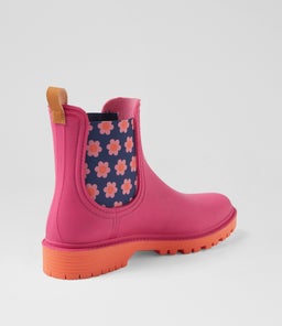 LAURINA2 DF BRIGHT PINK FLORAL GUMBOOT