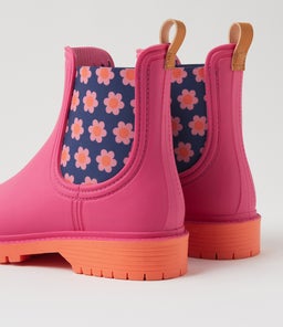 LAURINA2 DF BRIGHT PINK FLORAL GUMBOOT