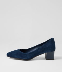 OLEDIA DF NAVY GLOSS HEEL SUEDE