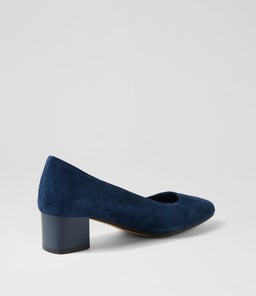 OLEDIA DF NAVY GLOSS HEEL SUEDE