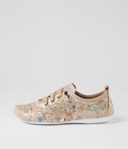 GALION DF TAUPE FLORAL LEATHER