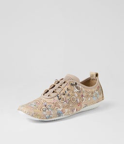 GALION DF TAUPE FLORAL LEATHER