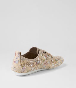GALION DF TAUPE FLORAL LEATHER