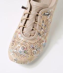 GALION DF TAUPE FLORAL LEATHER